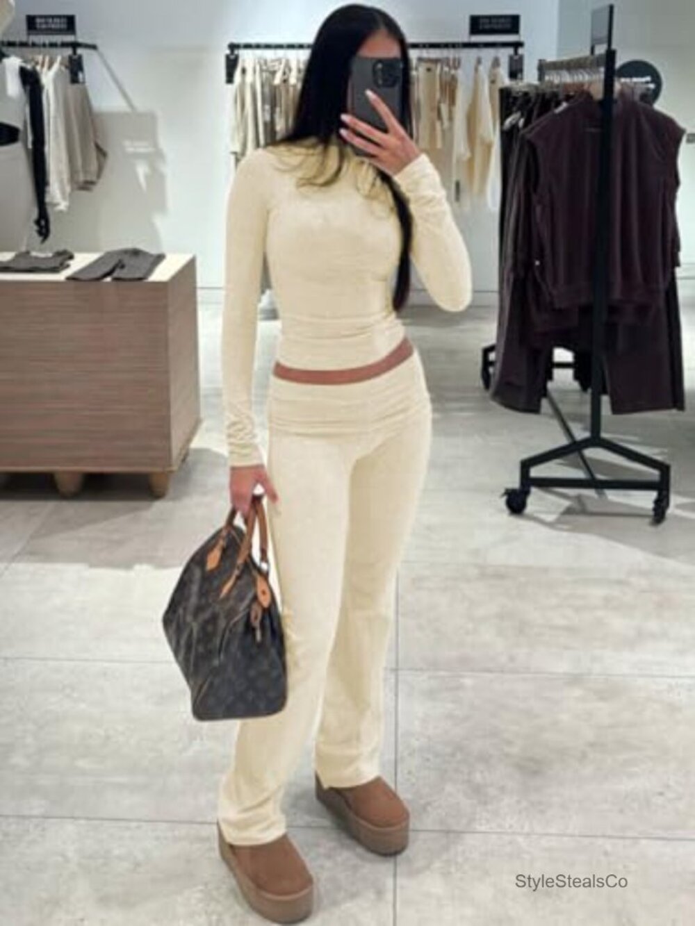 Workout Two Piece Set - Long Sleeve Top & Flared Leggings - Picture 5 of 7